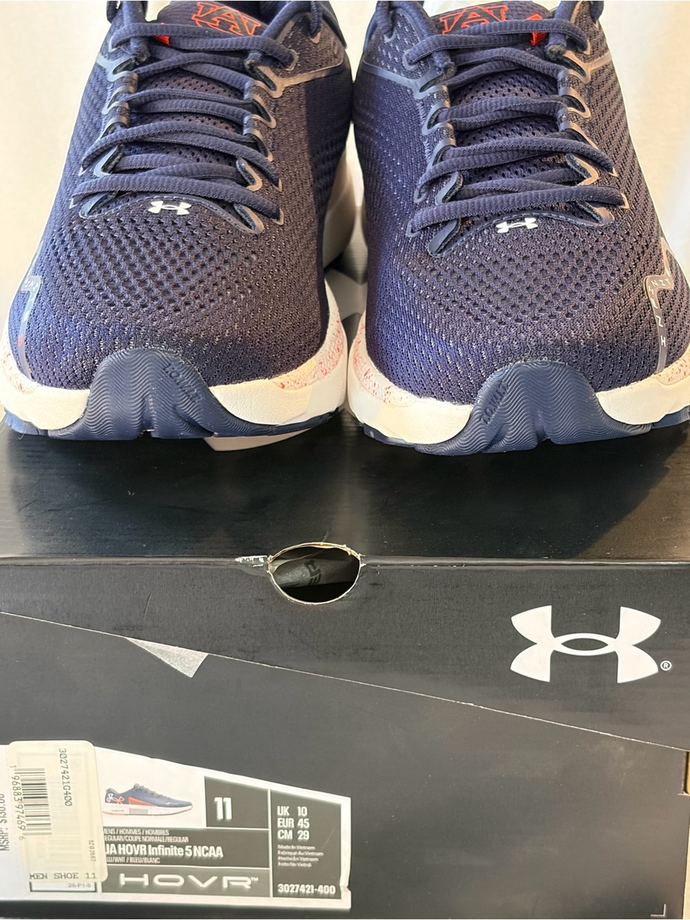 Under Armour Navy Running Shoes Auburn University Logo